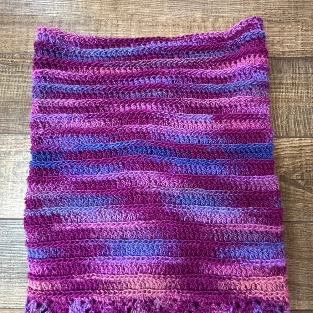 Handcrafted Crochet Hooded Cowl Scarf With Fringe New Handmade by Seller Knit
